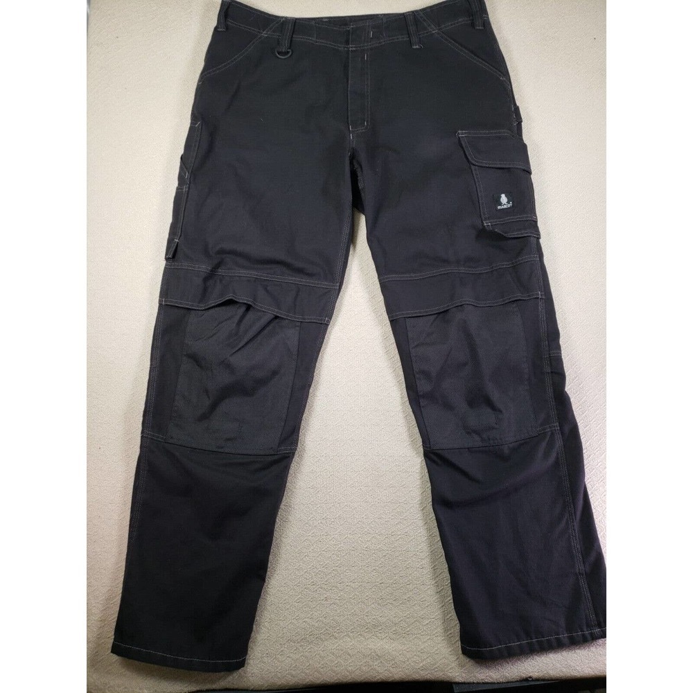 Mascot Pants Mens 40 Black Mid Rise Straight Leg Cargo Pockets Workwear Pants